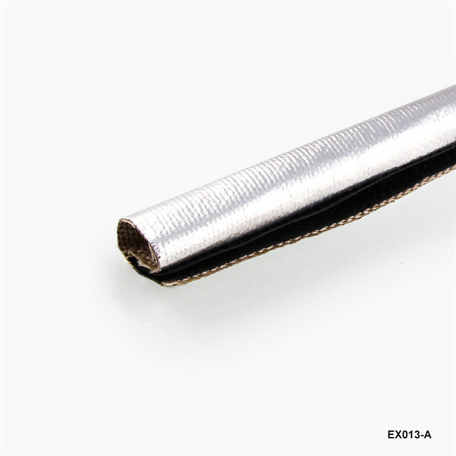 Metallic Heat Shield Thermal Sleeve Insulated Wire Cover 910mmx85mm Open Edges