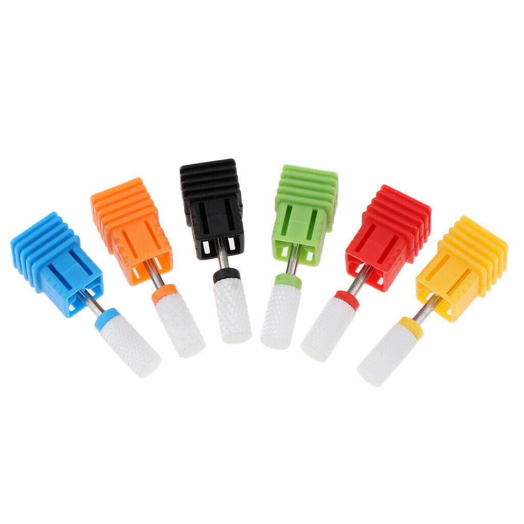 Ceramic Nail Files Drill Bit Manicure Electric Grinding Polishing Head 6x Flat