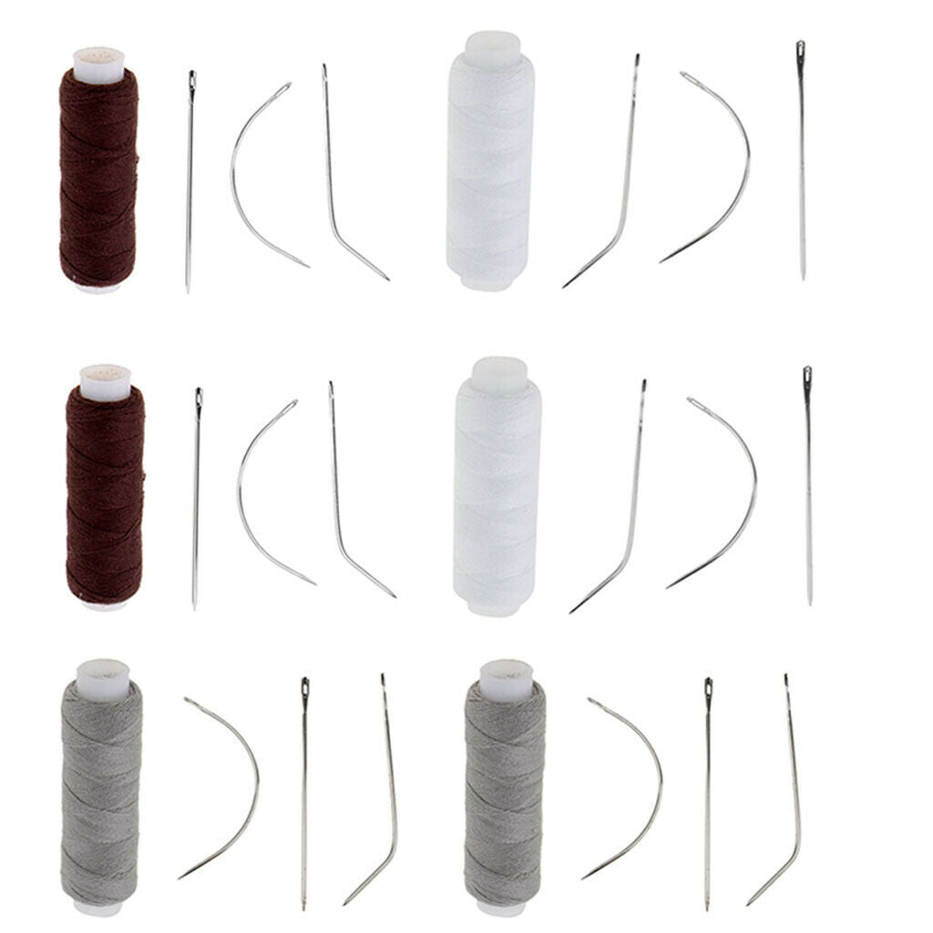 6pcs Professional Weaving Thread and 3 Types 18 Pieces Needles For Weft Hair