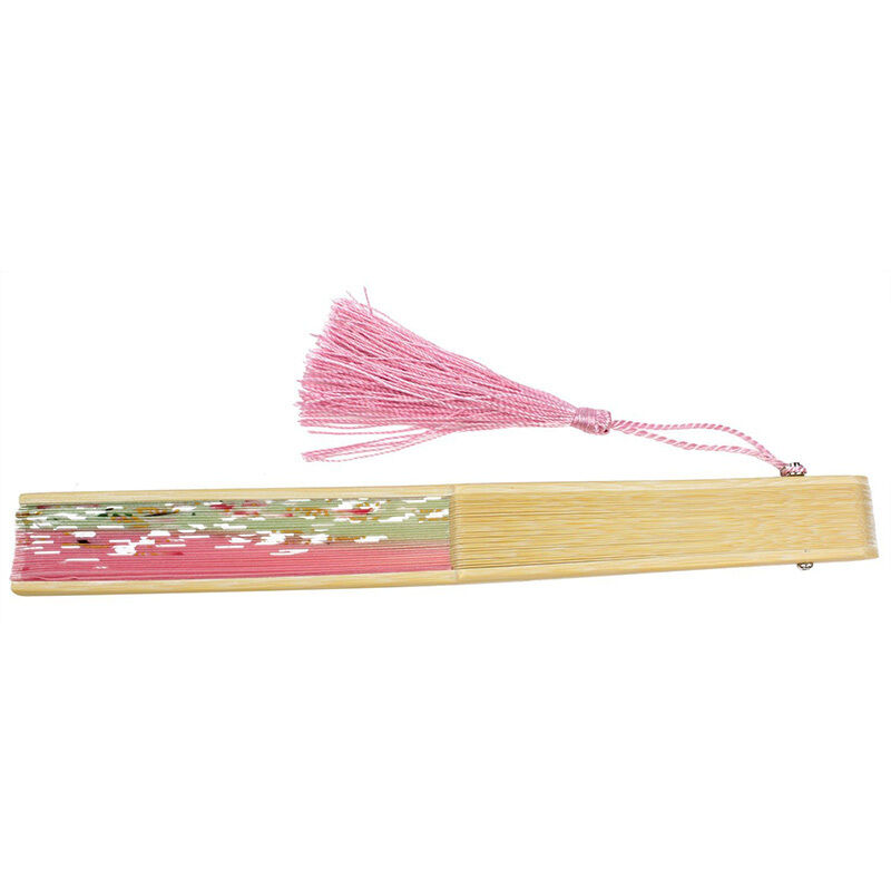 Japanese Chinese Bamboo Lace Cherry Blossom Folding Hand Fan Wedding Part.l8