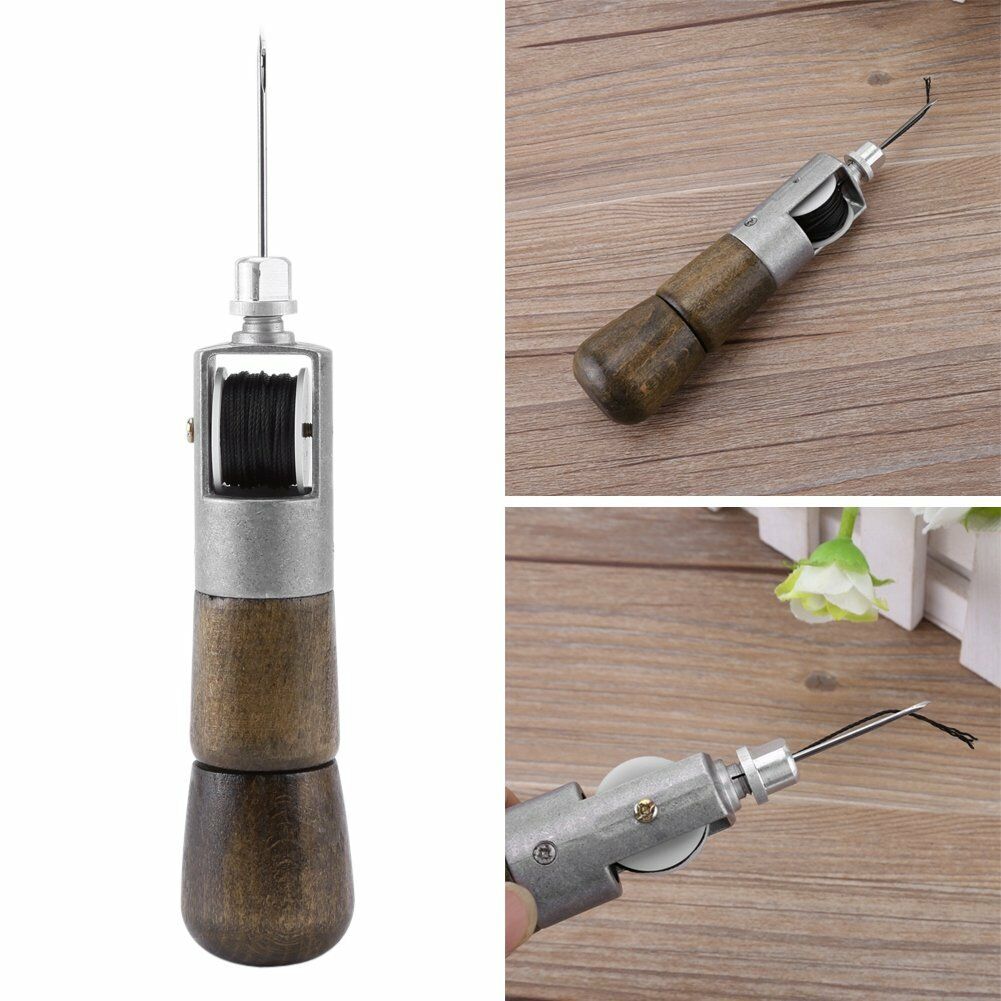 Leather Craft hand-stitching Tool Sewing Kit Lock Stitch Awl +2 Needles+Wrench