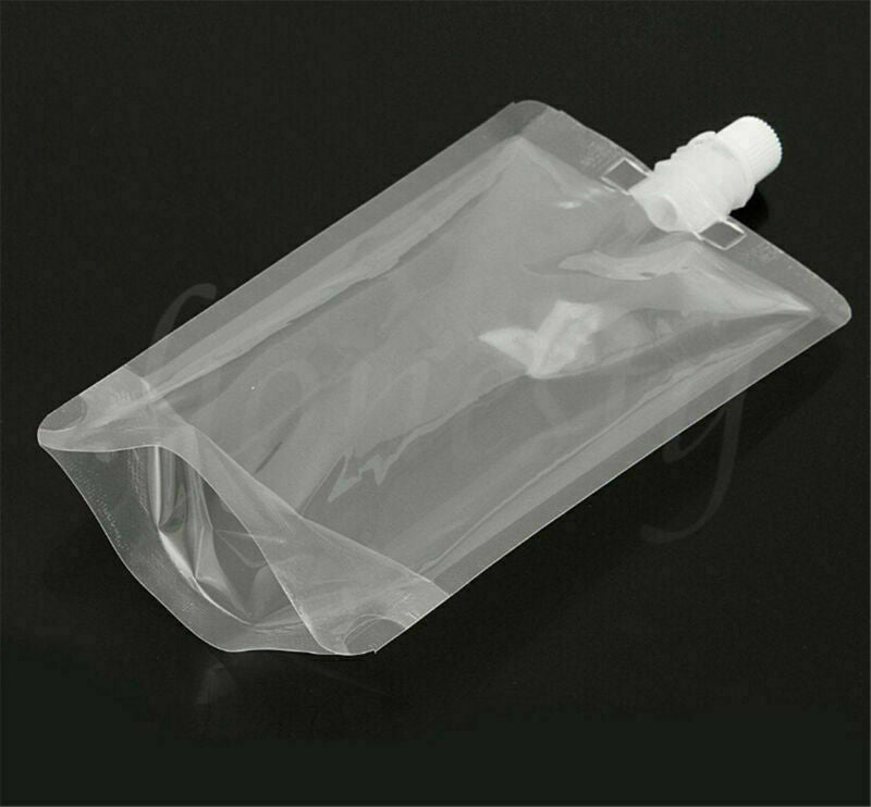 25pcs 100ML Clear Spout Bags Stand Up Bag Liquid Bag Flask Pouch With Cap