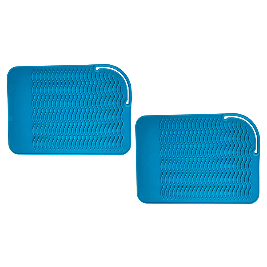 2x Salon Hair Straightener Heat-resistant Safety Silicone Mat Storage Pad