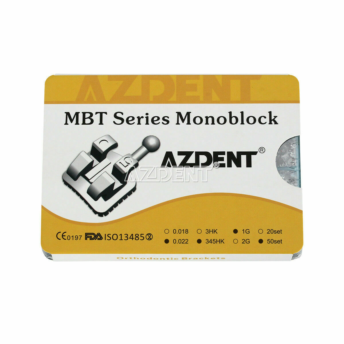 2 X Orthodontic Bracket Monoblock MIM Mini Dental MBT.022 345 Hooks 50 Sets/Box