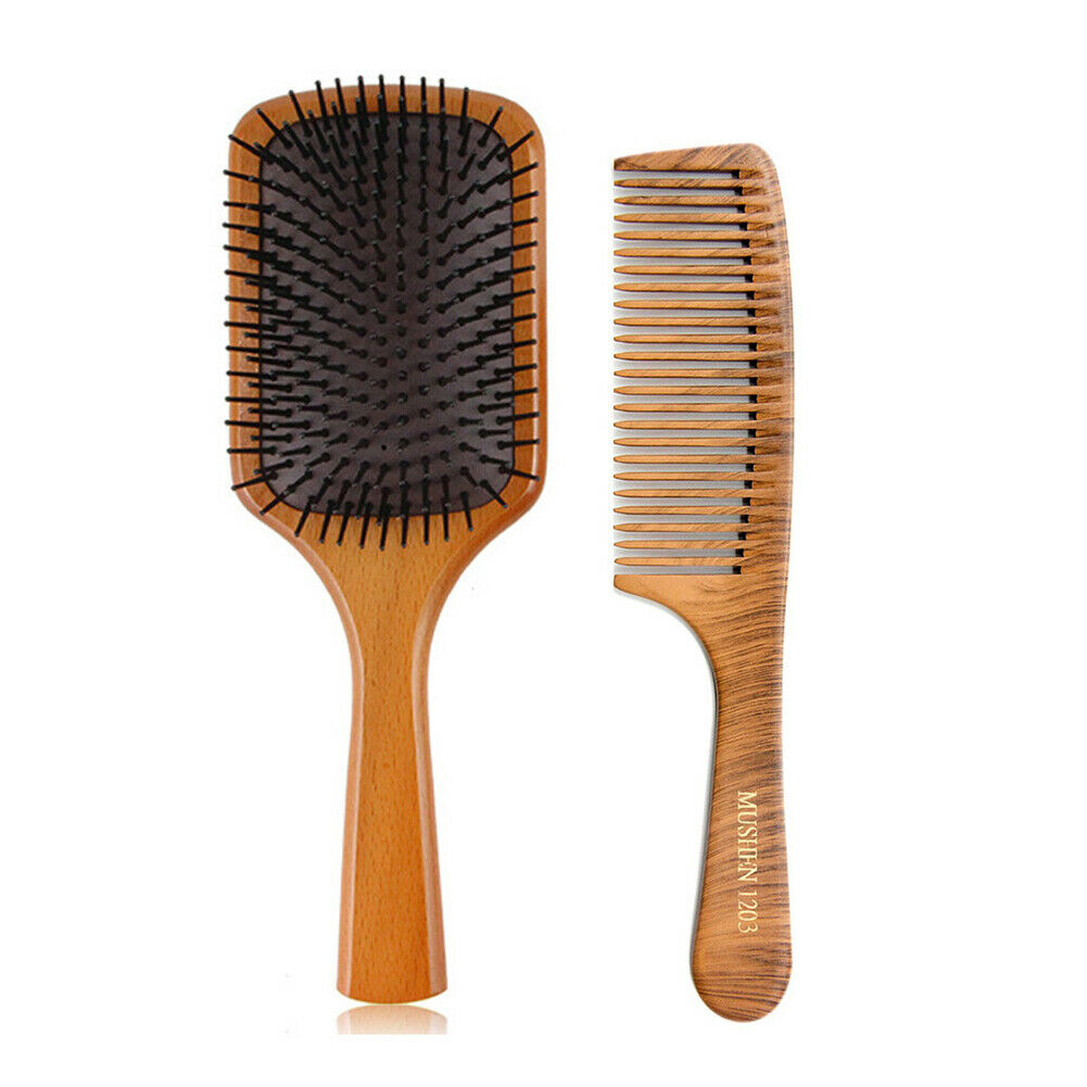 Professional Scalp Massage Wood Air Cushion Comb Anti-Static Flat Combs Set