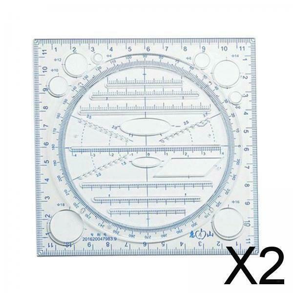 2X Multifunctional Drawing Ruler Geometric Drawing Measuring Tools for Drafting
