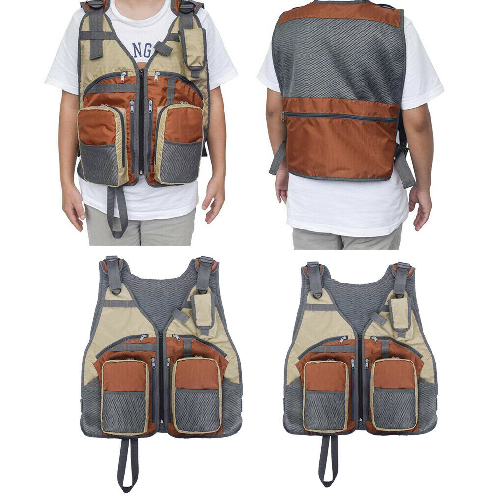 Breathable Multi-pockets Fishing Vest Adjustable for Men and Women, for Fly Bass
