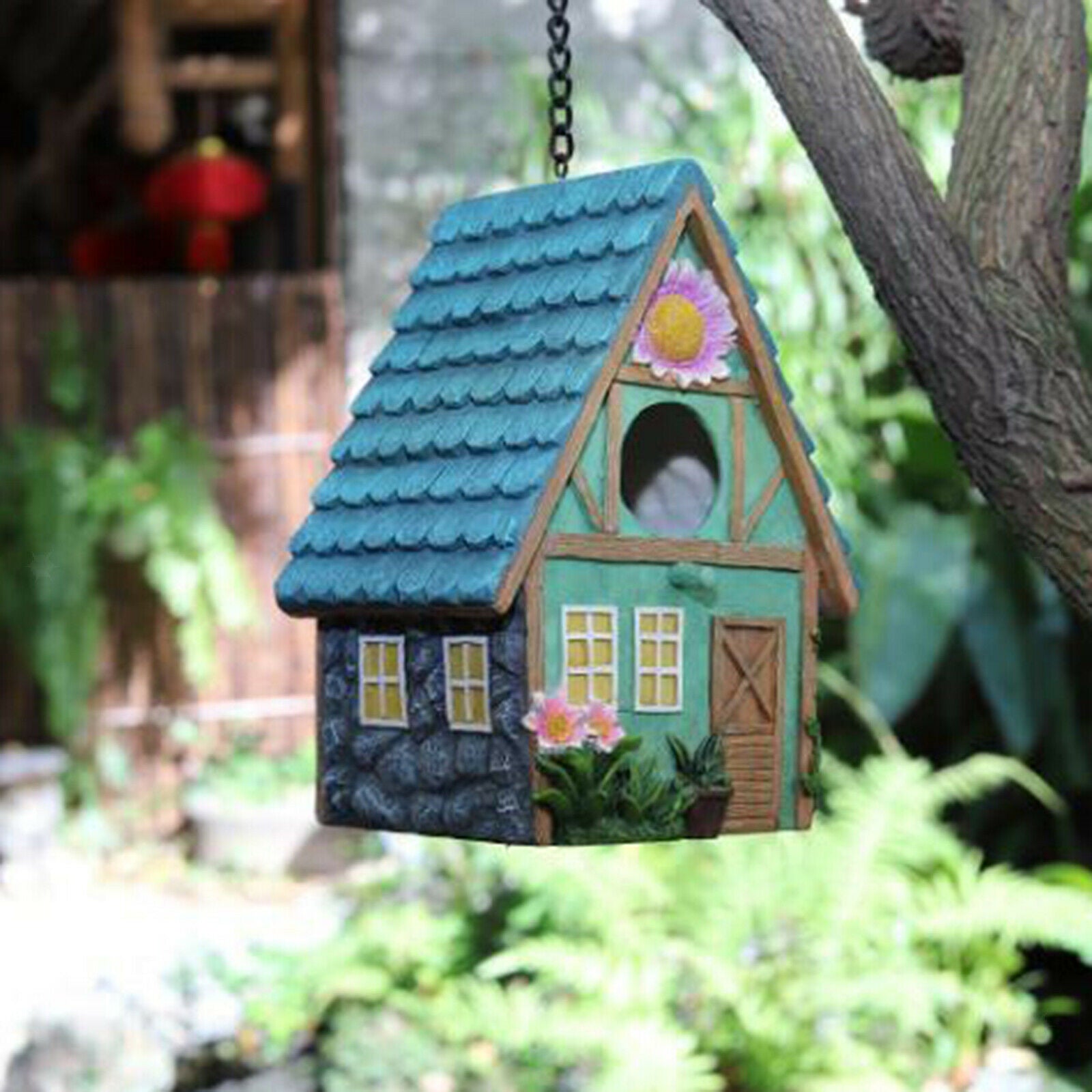 Hanging Birdhouse Country Bird House Outdoor Patio Decorative Nesting Box