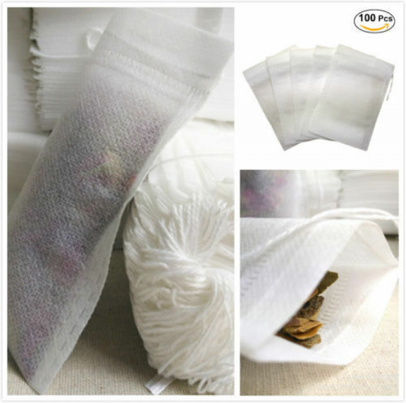 200pcs Empty TEABAGS Non-Woven String Heat Seal Filter Paper Herb Loose Tea Bag
