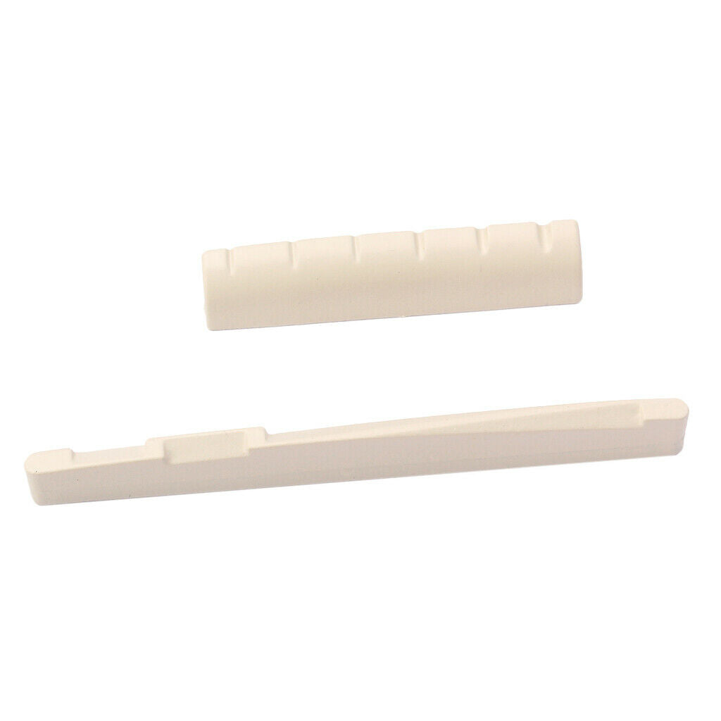 Set Nut And Saddle Bracket OS 6 Strings For Ukulele Acoustic Guitar - White