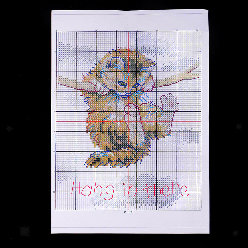 14 Count Cat  in There Counted Cross Stitch Kit Embroidery Kit 18x21cm