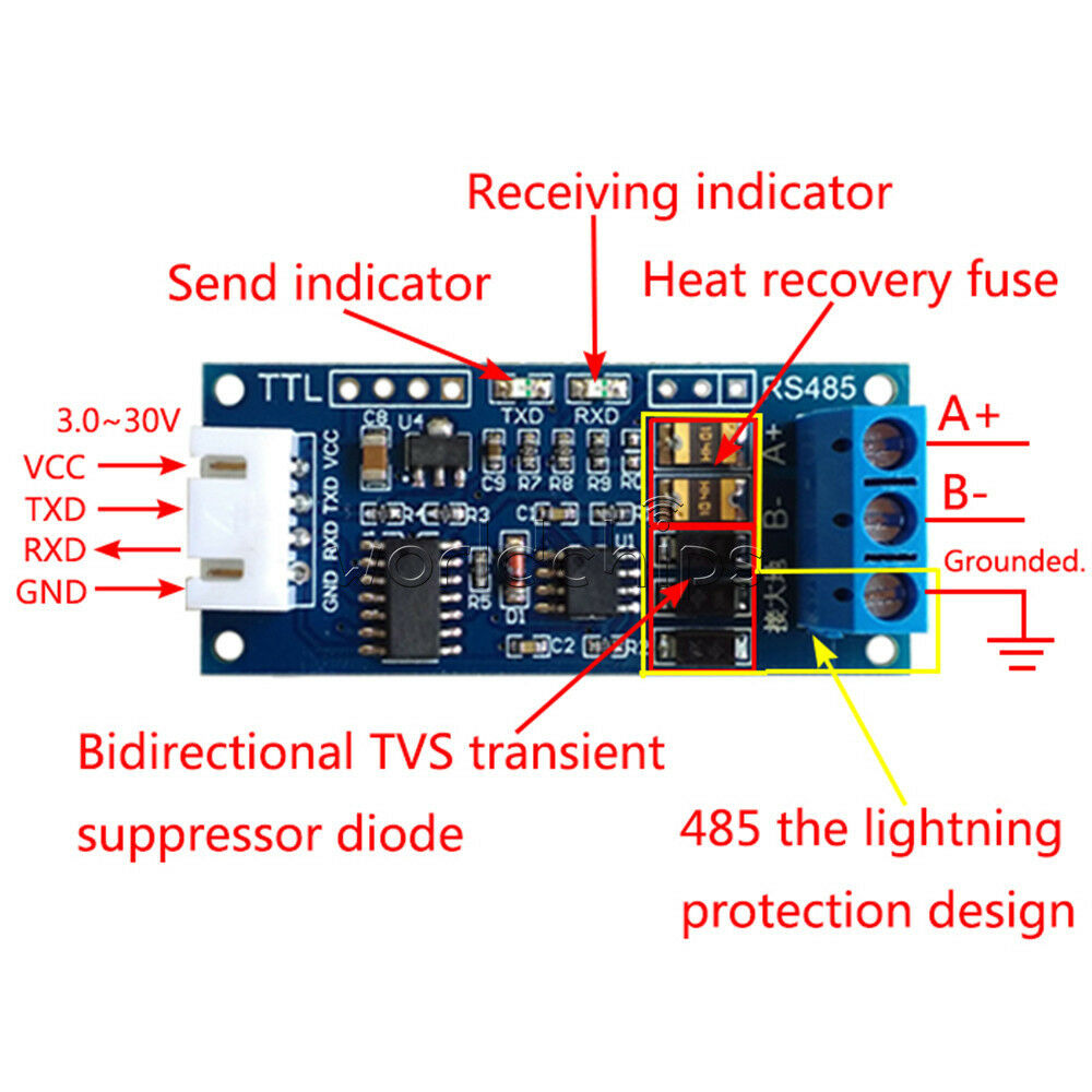 3.3V/5.0V TTL to RS485 Converter Module Hardware Auto Control for Arduino AVR