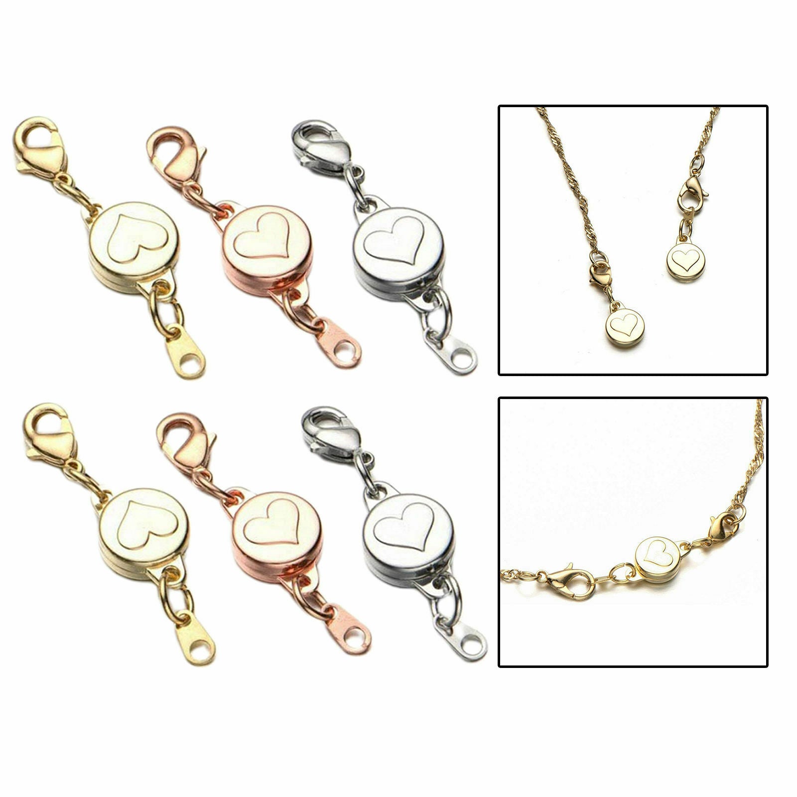 6 Pieces 3 Color Necklace Round Locking Magnetic Clasp for Jewelry Making