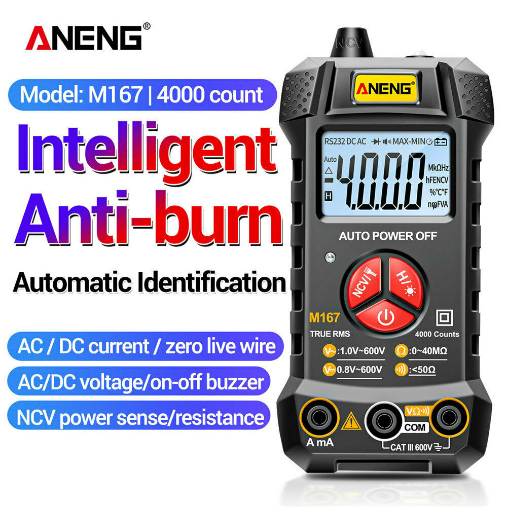 Digital Multimeter 4000 Counts True RMS NCV Meter w/Flashlight Multimeter Tester
