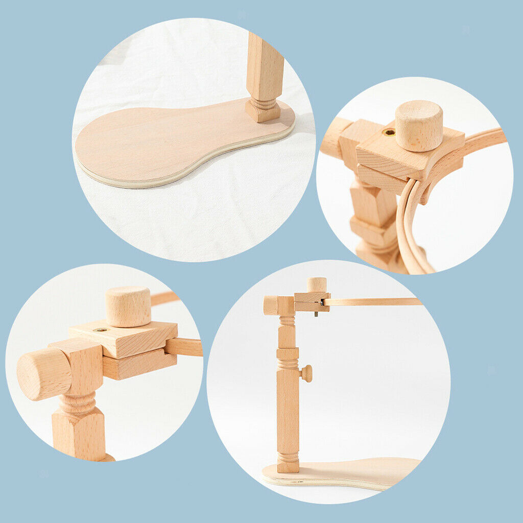 Wooden Cross Stitch Rack Embroidery Lap Stand Holder Rotate Frame DIY Needlework