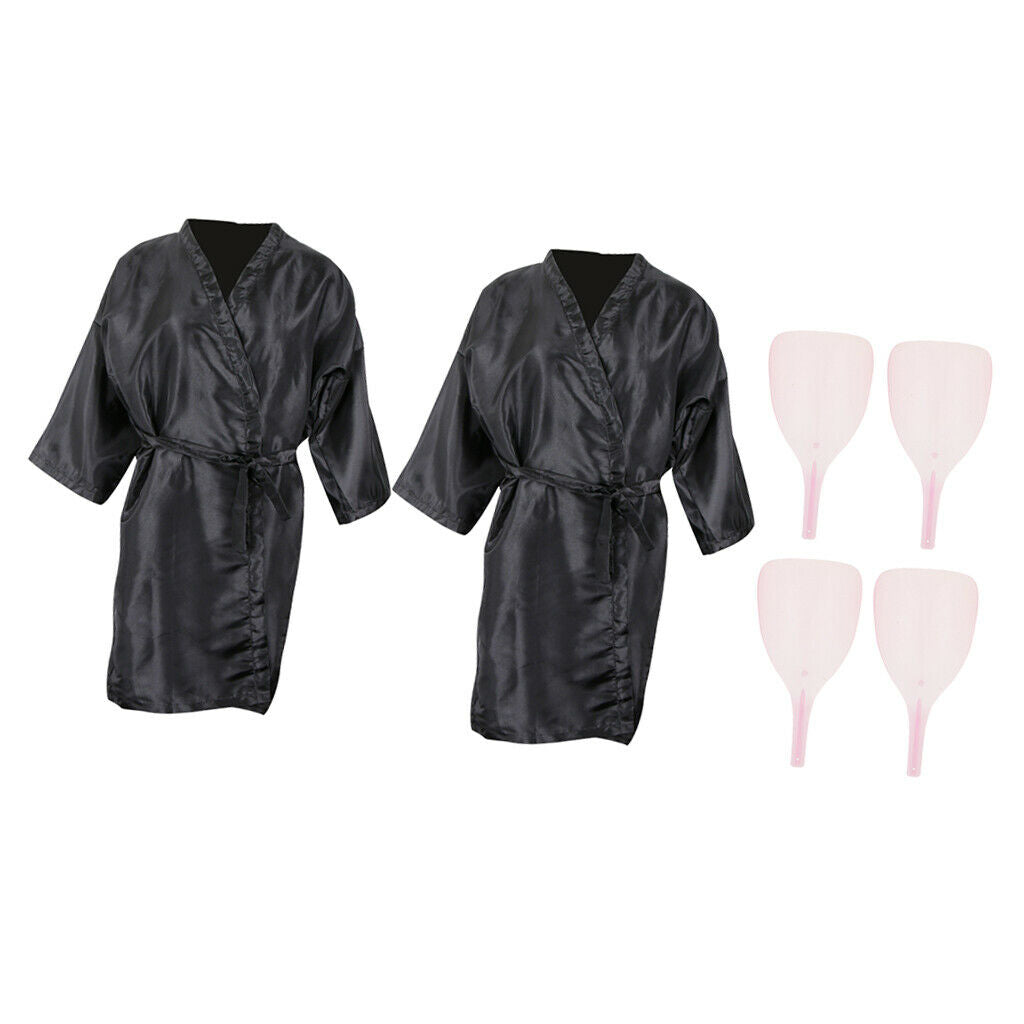2x Non Stick Hair Cutting Capes Gowns Barber Cloth Apron + Hairspray Masks