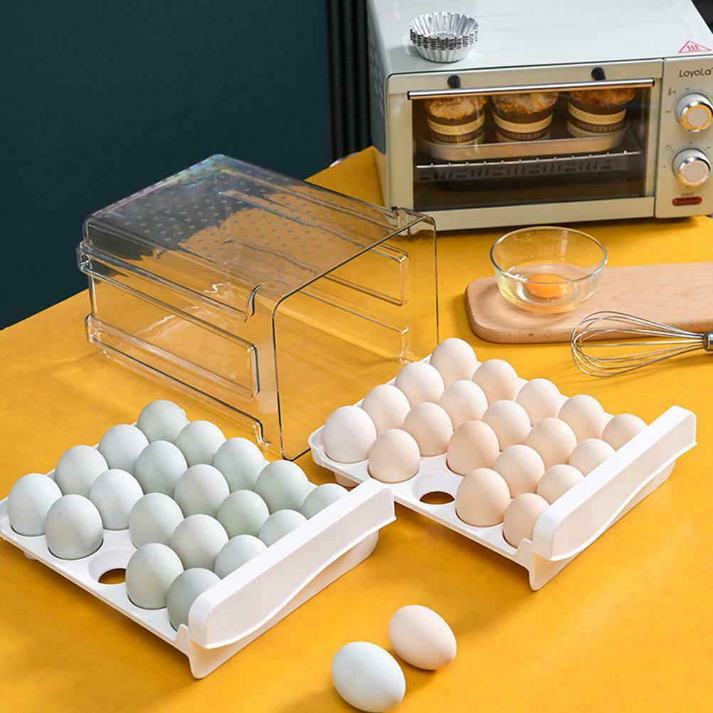 40 Grid Egg Storage Box Stackable Double-Layer Drawer Type Egg Container