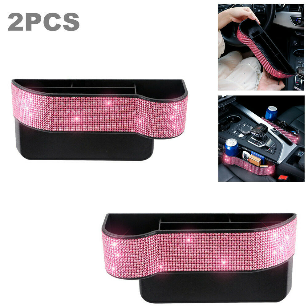 2X Car Seat Side Organizer Shine Diamond Storage Box SUV Multi Pocket Cup Holder