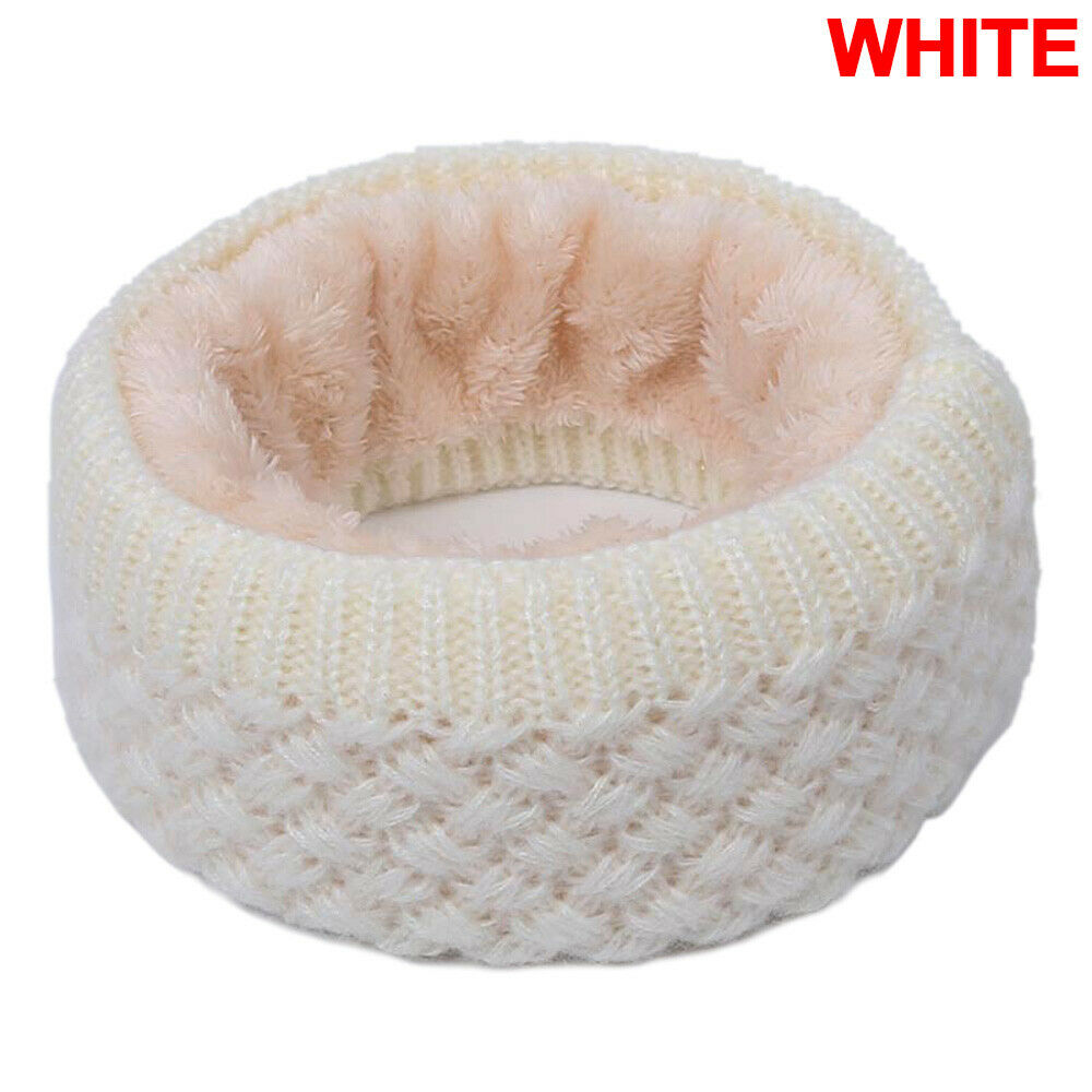 Winter Knitted Scarf Soft Thicken Warm Plush Neck Warmer for Cycling White #ur