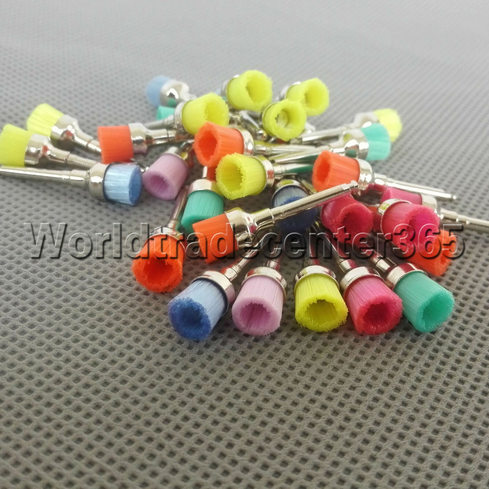 100 PCS Mixed Color Nylon Latch Flat Polishing Polisher Prophy Bowl Dental Brush