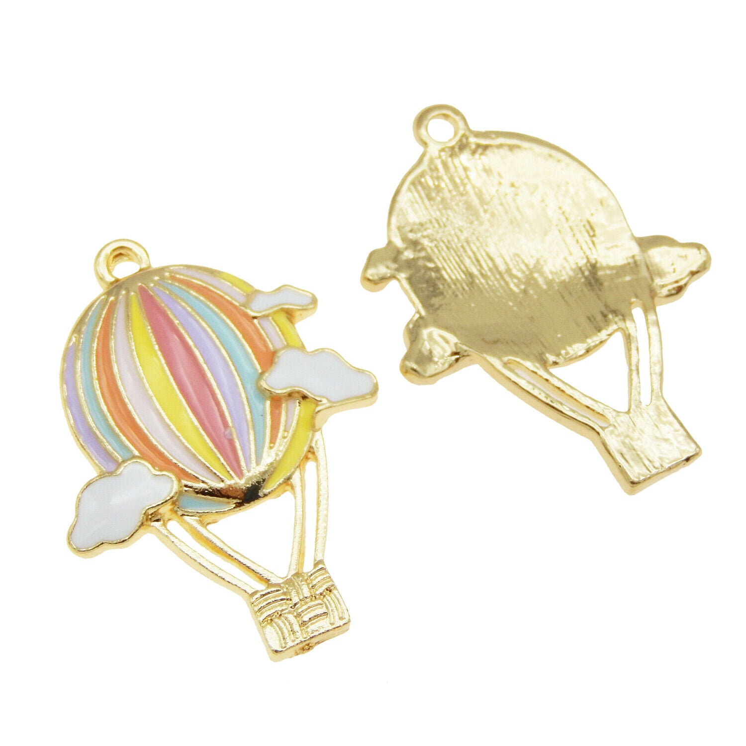 6 pcs Colorful Hot Air Balloon Charm Enamel Alloy Pendant Earring Dangle 31x23
