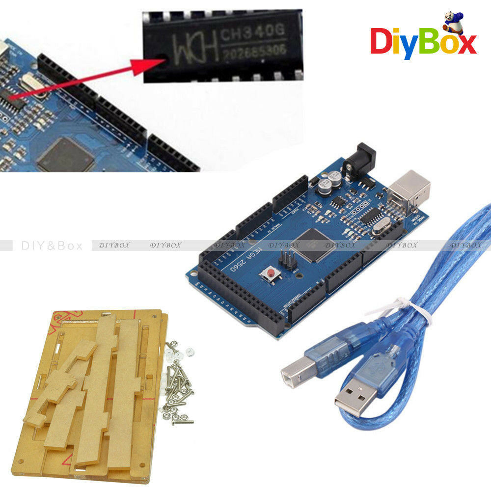 CH340G Mega2560 R3 ATmega16U2 Board+Acrylic Transparent Case for