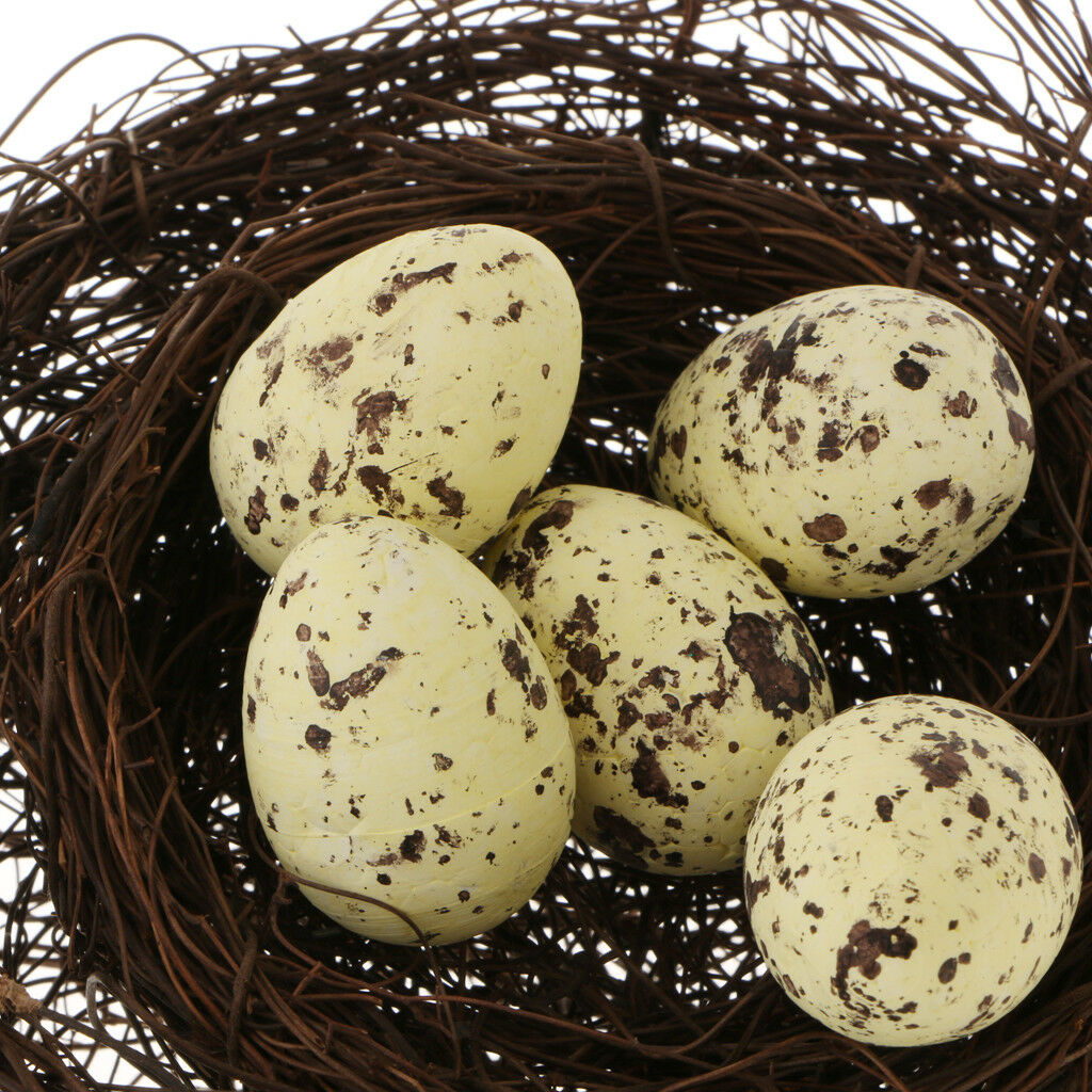 5pcs 1.6'' Artificial Egg Nest Eggs Easter Eggs Kitchen Staging Prop -Yellow