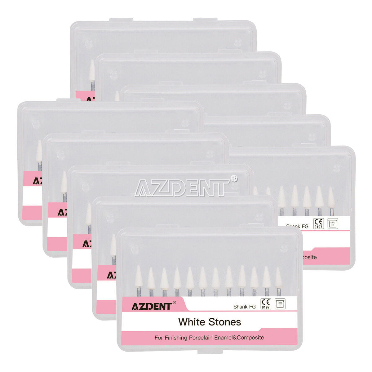 10 X Dental Cone Shape White Stone Polishing Polisher FG Burs Abrasion CW1114