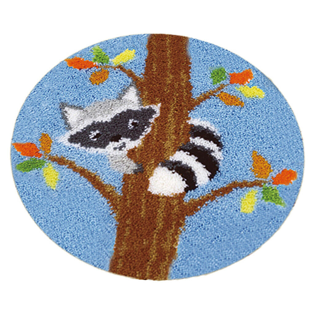 Bear on Tree Latch Hook Kits DIY Tools Crocheting Rug Embroidery Shaggy