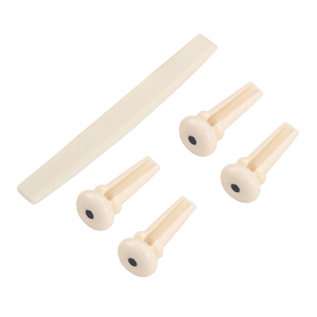 Musically 4pcs Plastic Acoustic Bridge Pins + Saddle For Beginners