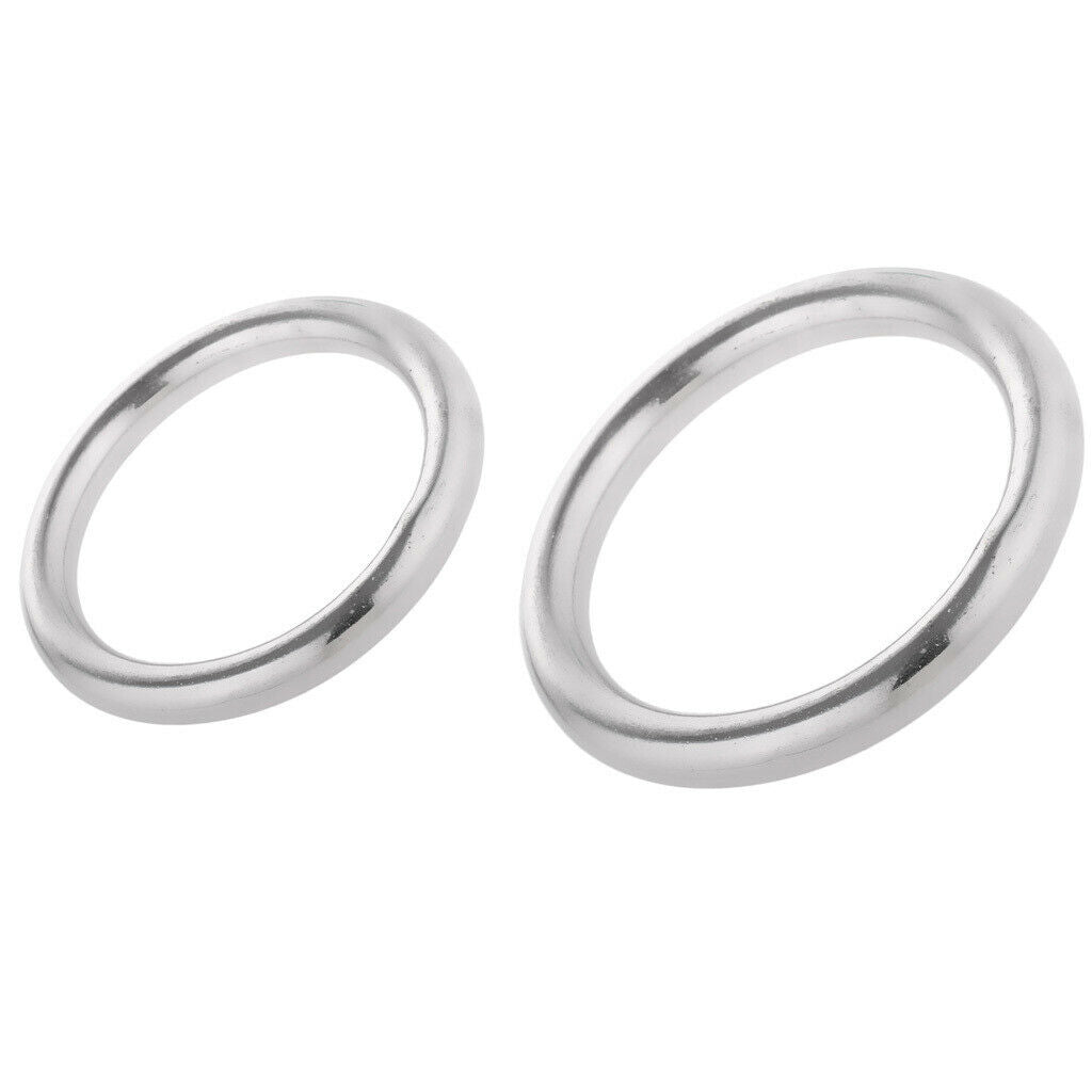 2pcs Boat Marine Stainless Steel Welded Polished O Rings 40mm & 30mm Diameter