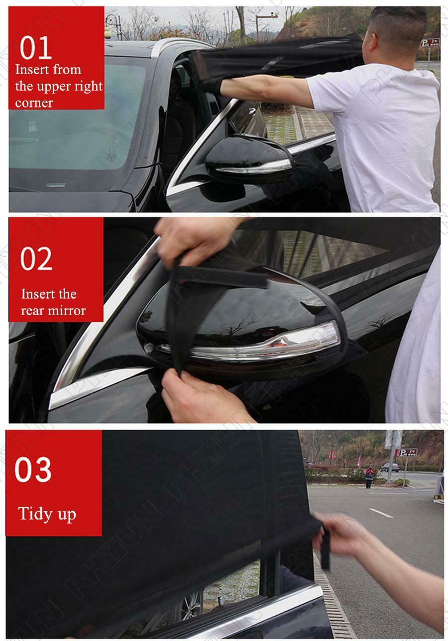 Double Layer w/ Zipper Car Front Side Window Sunshade Sun Shade Cover UV Protect