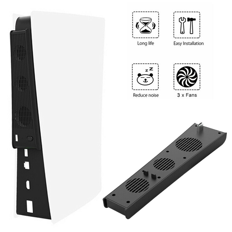 USB Cooler Cooling Fan fit for PS5 Console Host 3 Fan External Accessories Black