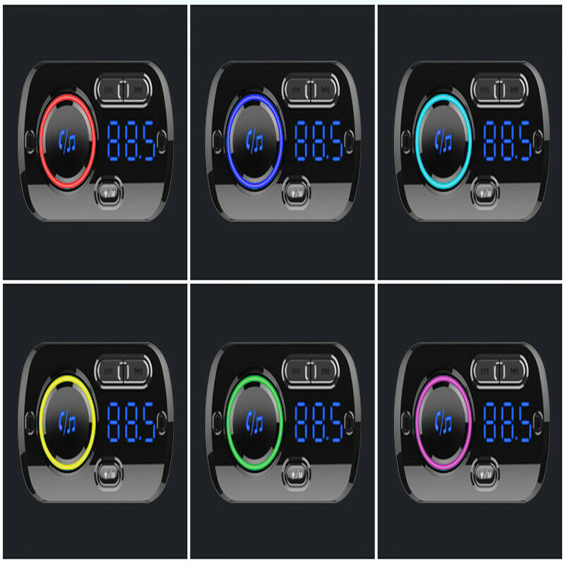 Car MP3 Bluetooth Transmitter Atmosphere Light Voice Assistant QC3.0 Fast Charge