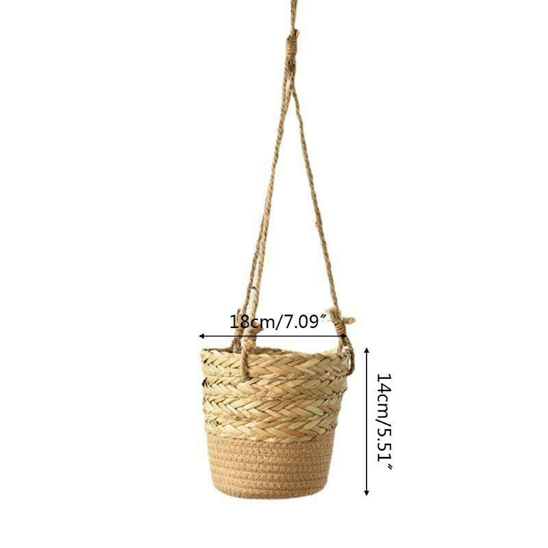 Hand-woven Plant Basket Hanging Planter Indoor Outdoor Flower Pot Storage Holder