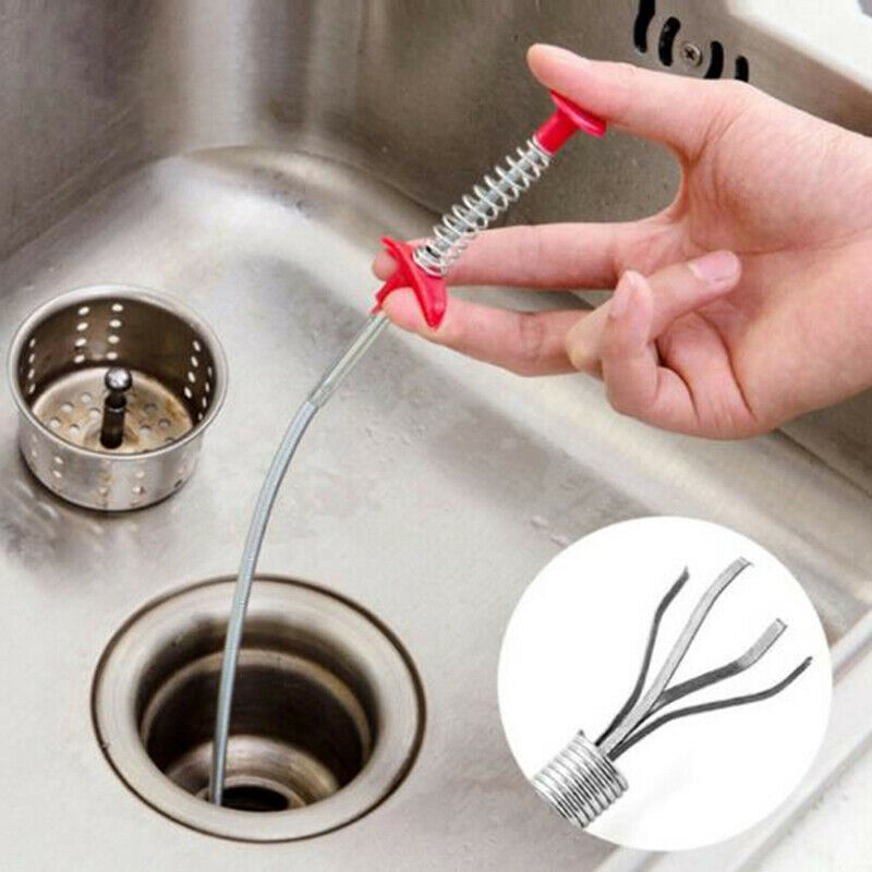 Metal Hand Kitchen Sink Cleaning Hook Sewer Dredging Device Spring Pipe Hair IE