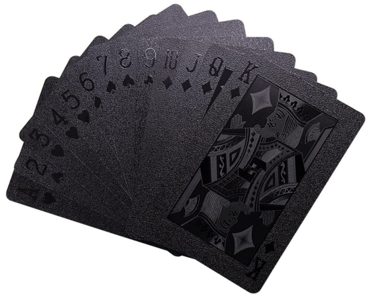 Black Foil Poker Playing Cards Waterproof Deck of Cards with Gift Box