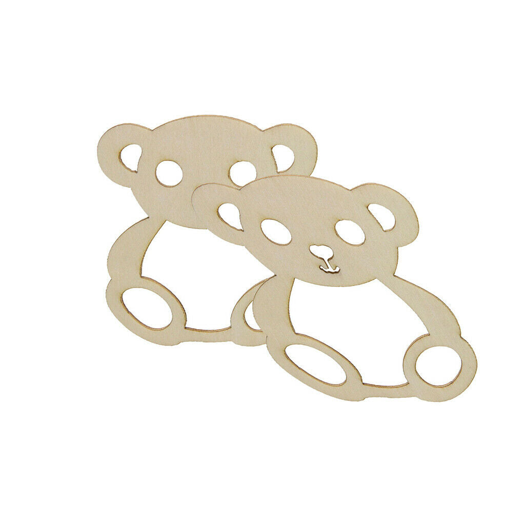 10pcs Unfinished Empty Wooden Bear Tags Ornament Baby Shower Plaque Craft