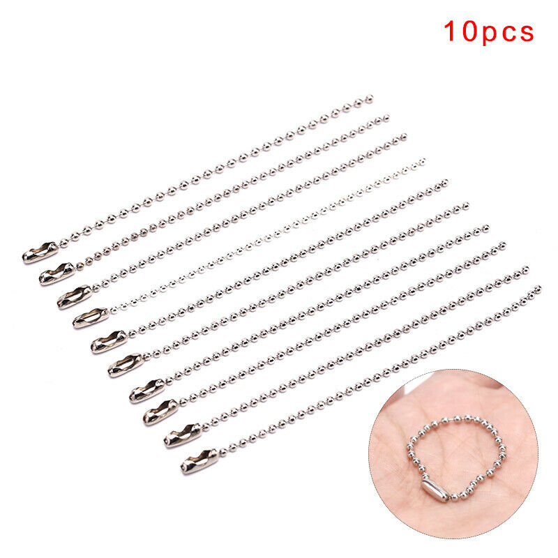 10Pcs 3.5" Long 0.09" Bead Dia Connector Clasp Ball Chain Keychain DDD