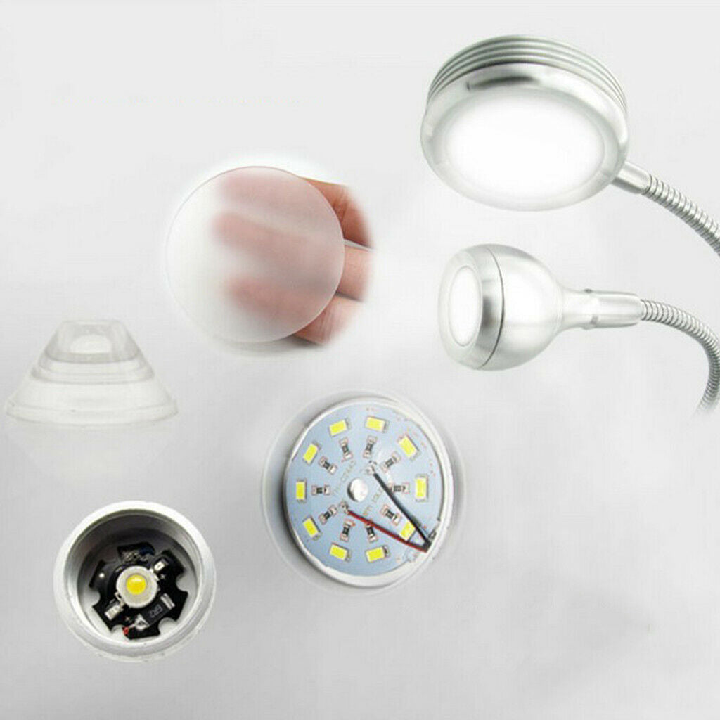 Dual Head Gooseneck Table Lamp LED Clamp Desk Lamp with USB Charging Port  White