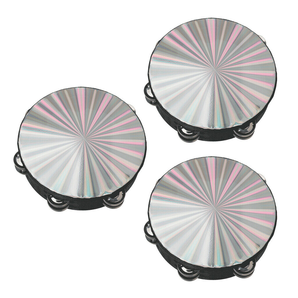 3pcs Compact Music Tambourine 8" Hand Drum Educational Performance Props