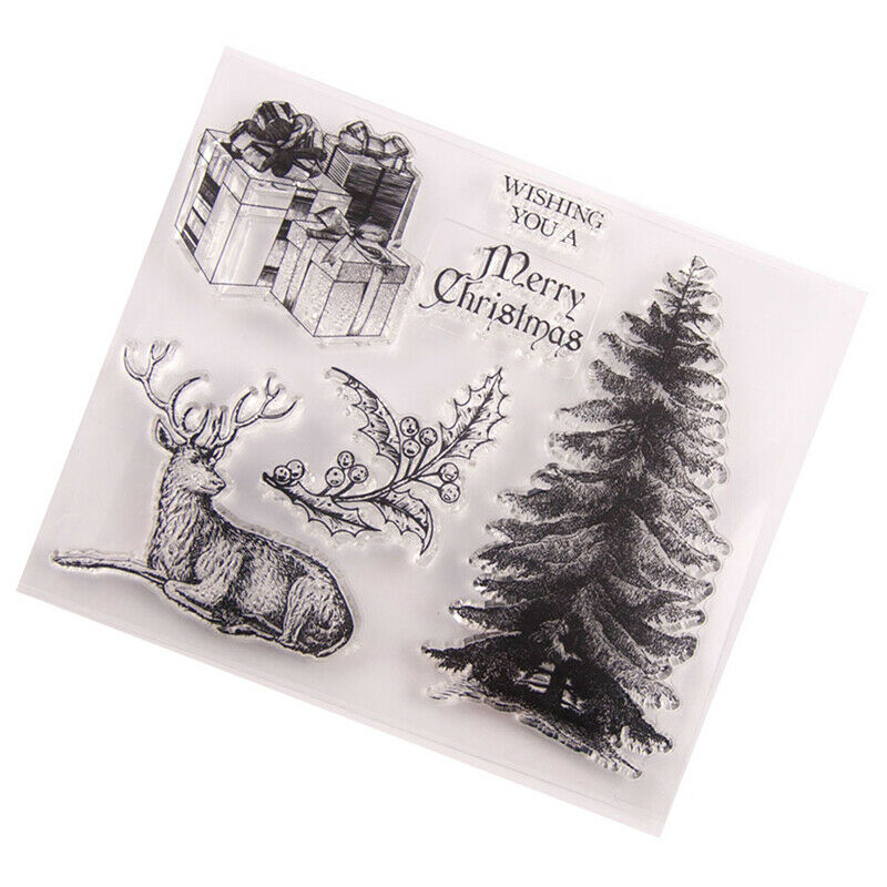 Merry Christmas Tree Reindeer Stamp clear Silicone craft for DIY Scrapboo.l8
