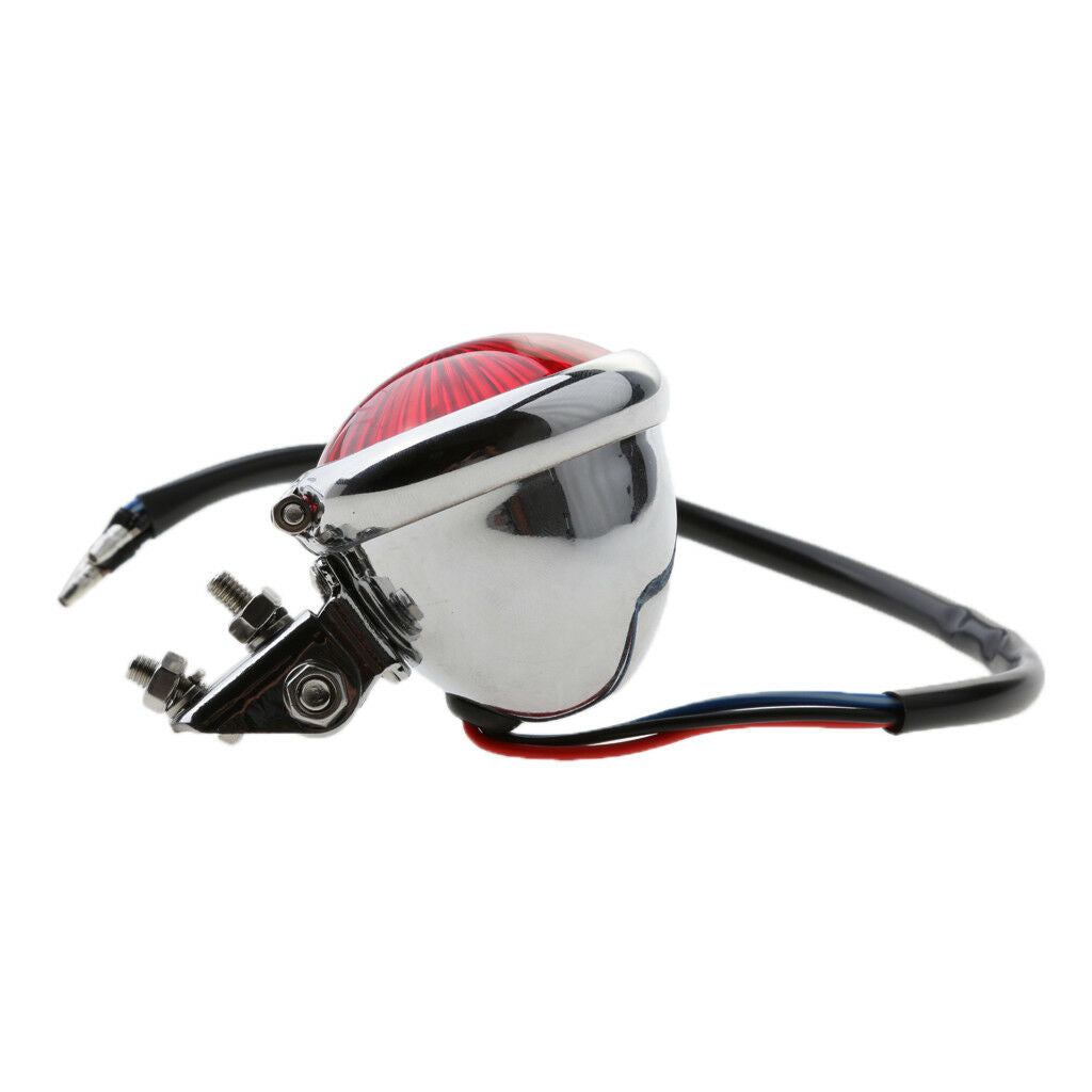 Chrome Motorcycle LED Rear Stop Tail Light for Custom Streefighter - Red