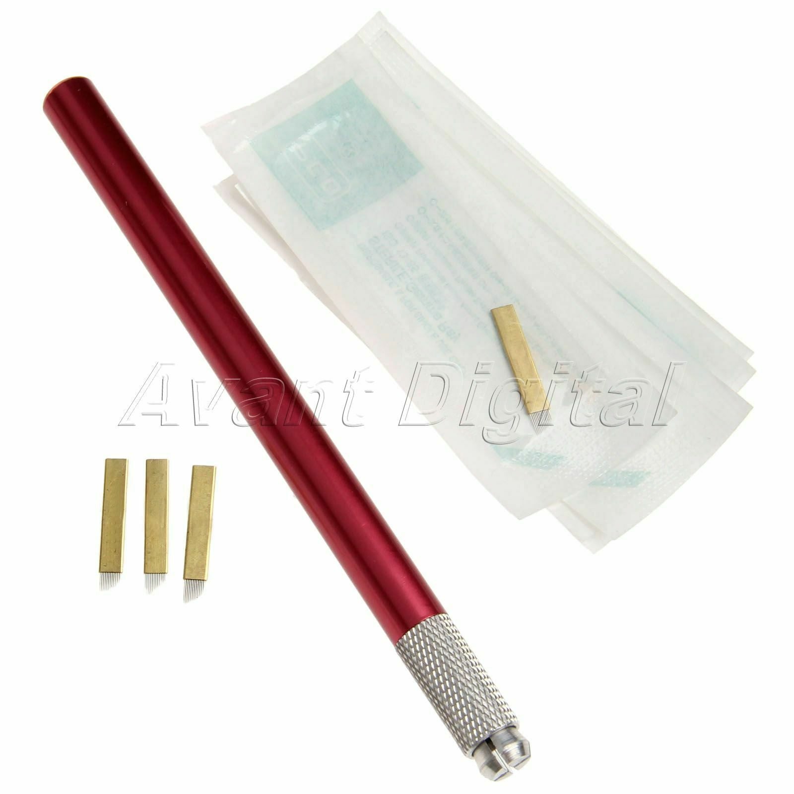 Manual Microblading Tattoo Pen + 10pc 12pin Blade Needle Makeup Eyebrow Tools
