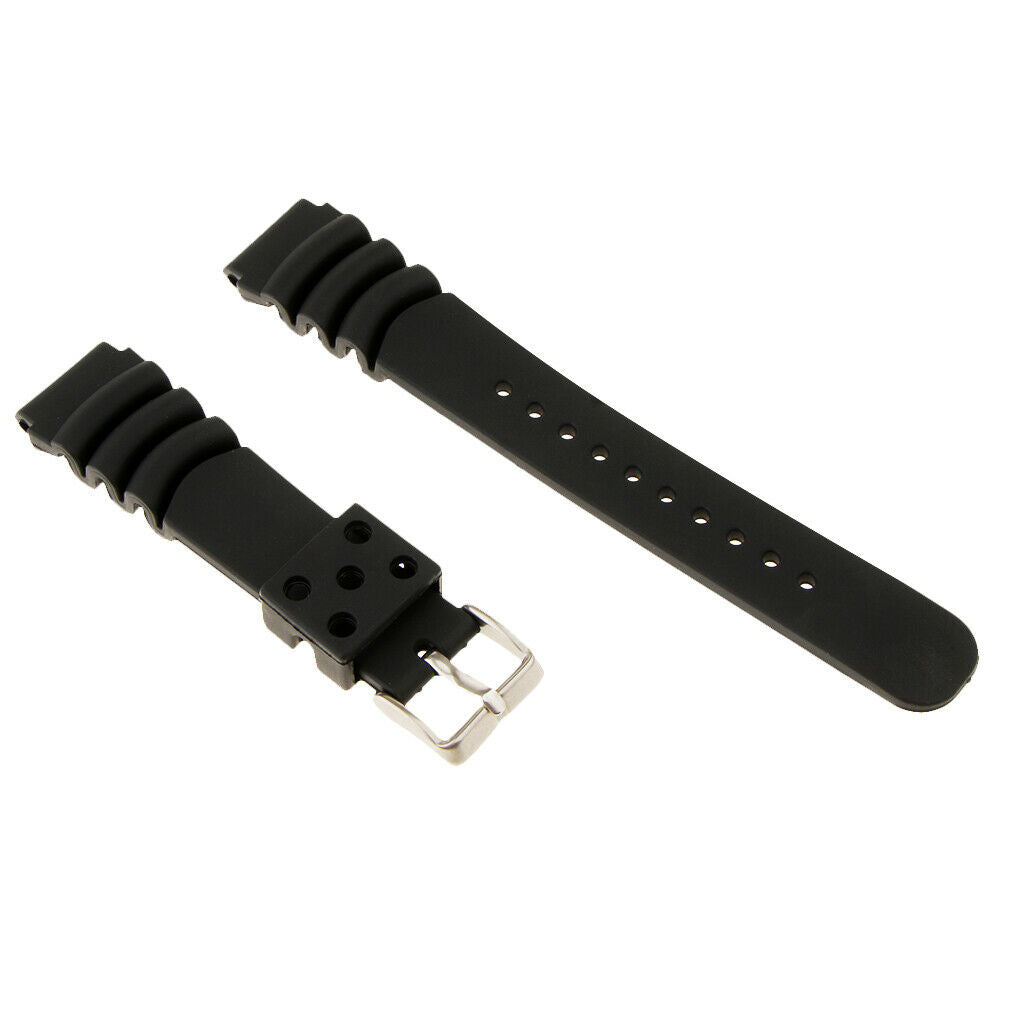 Prettyia 2pcs Quick Release Soft Silicone Rubber Dive Watch Band Strap 20mm