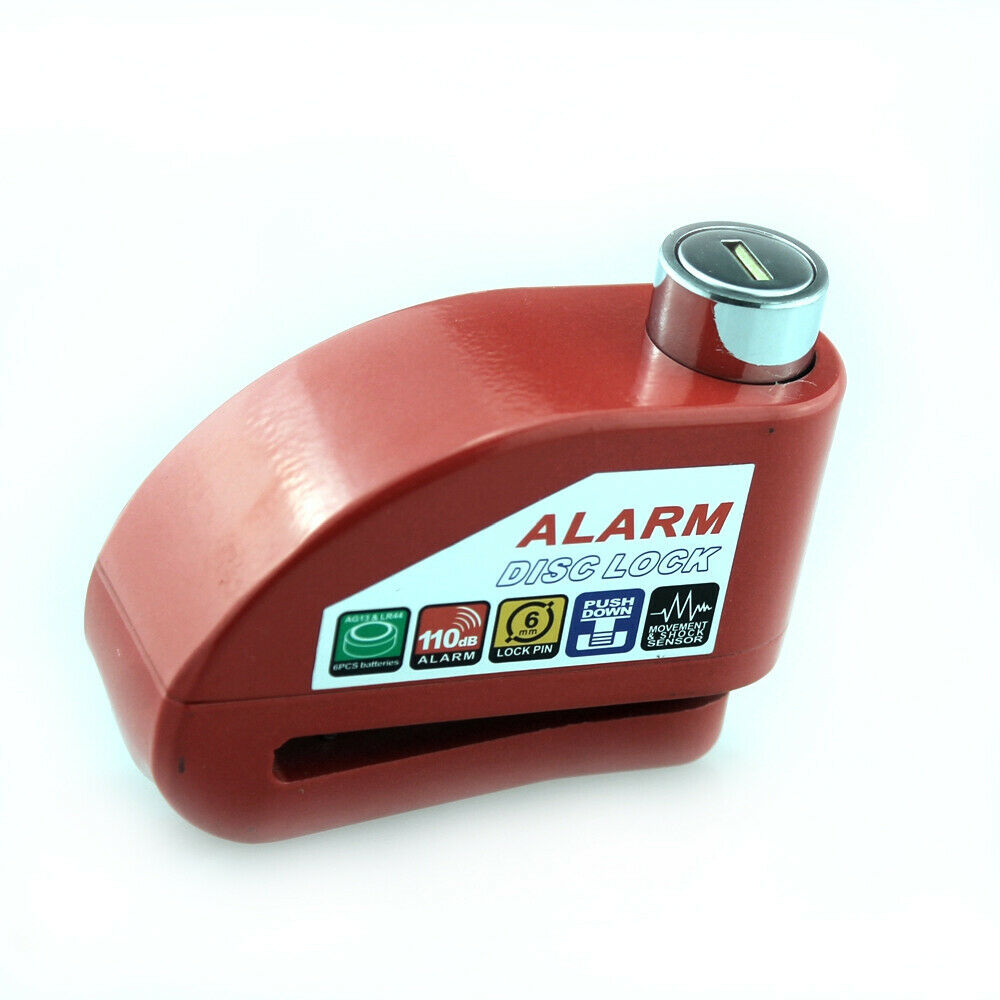 Security Anti Thief Motorcycle Bike Scooter Wheel Disc Brake Alarm Lock Red