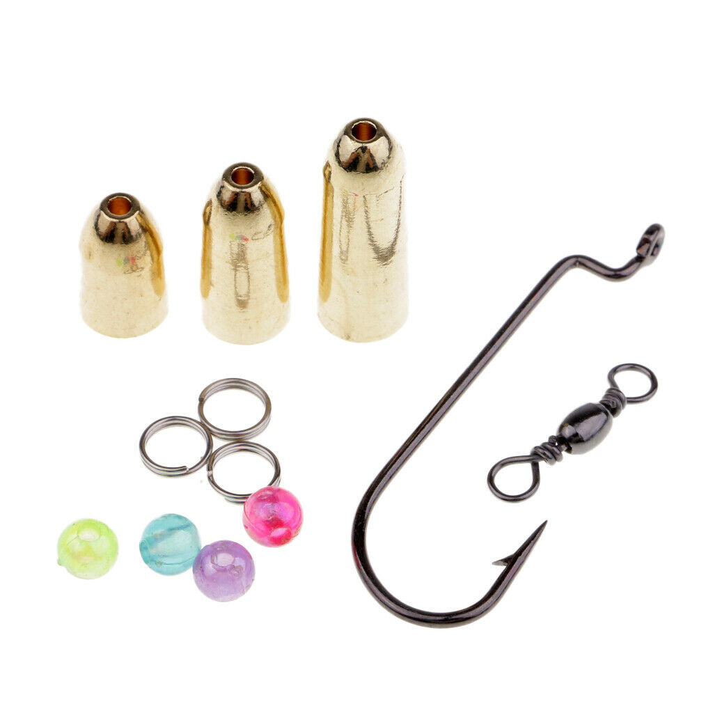 115pcs/box Carp Fishing Terminal Tackle Hooks Swivels Beads Brass Sinker Kit