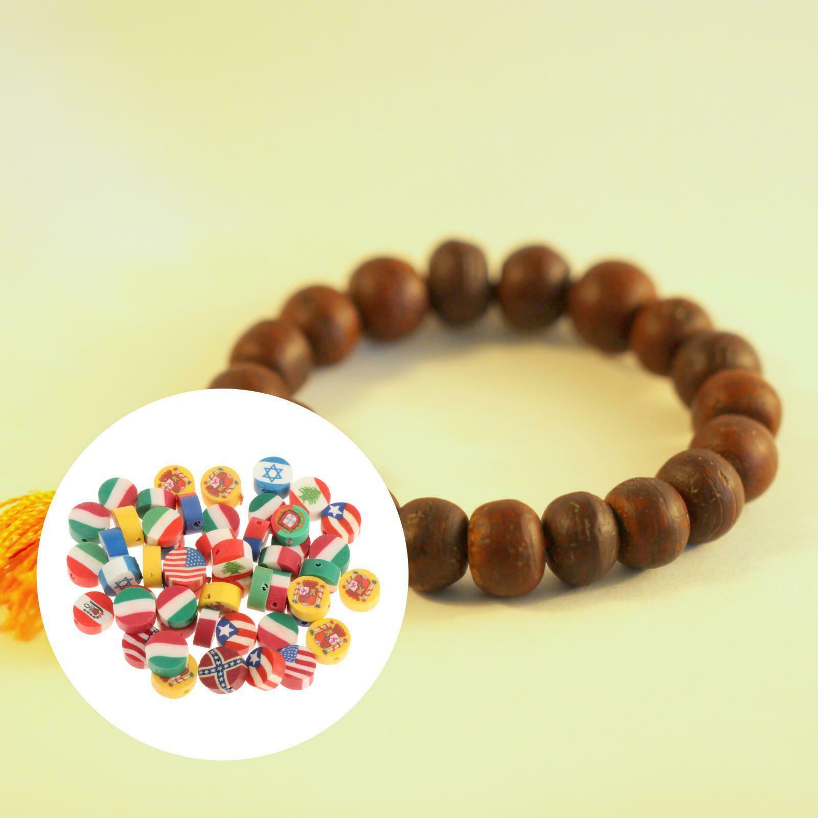 50Pcs DIY Beads Charms for Jewelry Making Activity Gift National flag