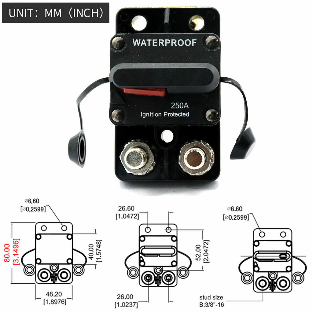 1 piece 250A manual reset circuit breaker for boat, marine,