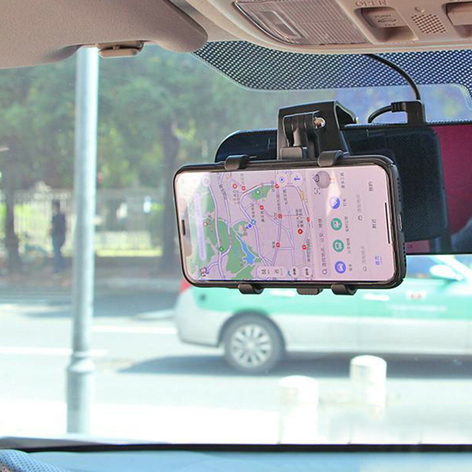 Universal Car Rearview Mirror Phone Bracket Navigation Clip 360Â° Rotatable